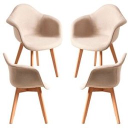 Presentes Miguel Pack 4 Cadeiras Belu Tecido - Beige