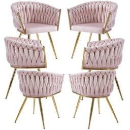 Presentes Miguel Pack 6 Cadeiras Widny Golden Veludo - Rosa