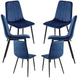 Presentes Miguel Pack 6 Cadeiras Veludo Liny - Azul