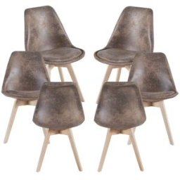 Presentes Miguel Pack 6 Cadeiras Synk Vintage - Castanho Claro