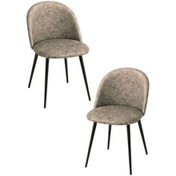 Presentes Miguel Pack 2 Cadeiras Black Vint Couro Sintético Vintage - Beige Vintage