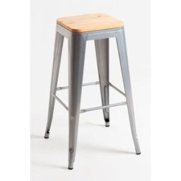Presentes Miguel Pack 6 Bancos Torix Altos Madeira Natural 76 cm - Cinza metalizado