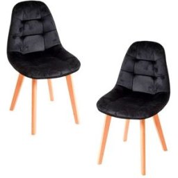 Presentes Miguel Pack 2 Cadeiras Kelen Veludo - Preto