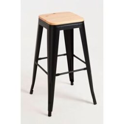 Presentes Miguel Pack 4 Bancos Torix Altos Madeira Natural 76 cm - Preto mate