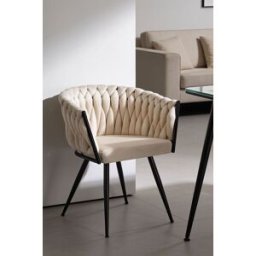 Presentes Miguel Cadeira Widny Black Veludo - Beige