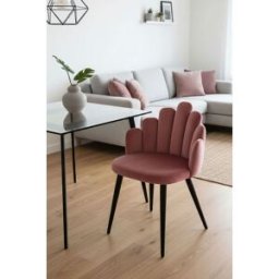 Presentes Miguel Cadeira Hand Veludo Pernas Pretas - Rosa