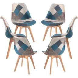 Presentes Miguel Pack 6 Cadeiras Synk Patchwork - Azul