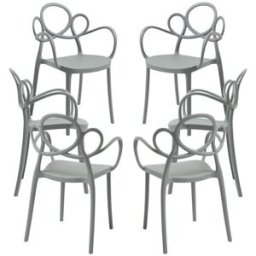 Presentes Miguel Pack 6 Cadeiras Sky com Braços - Cinza escuro