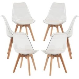 Presentes Miguel Pack 6 Cadeiras Synk Transparentes Assento - Branco