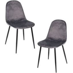 Presentes Miguel Pack 2 Cadeiras Teok Black Veludo - Cinza escuro