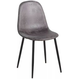 Presentes Miguel Pack 6 Cadeiras Black Teok Couro Sintético - Cinza escuro Vint