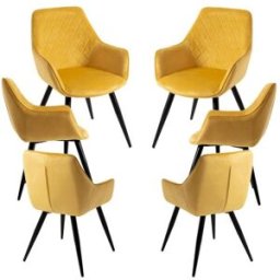 Presentes Miguel Pack 6 Cadeiras Kres Veludo - Amarelo