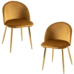 Presentes Miguel Pack 2 Cadeiras Vint Veludo Golden - Amarelo
