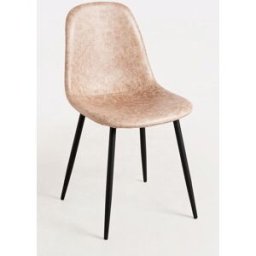 Presentes Miguel Pack 4 Cadeiras Black Teok Couro Sintético - Beige Vintage