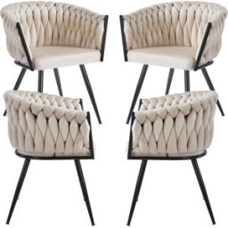 Presentes Miguel Pack 4 Cadeiras Widny Black Veludo - Beige