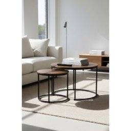 Presentes Miguel Conjunto de 2 mesas Renty Center 80 - 48 cm - Madeira escura