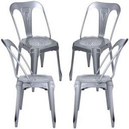 Presentes Miguel Pack 4 Cadeiras Ulix - Cinza metalizado