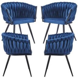 Presentes Miguel Pack 4 Cadeiras Widny Black Veludo - Azul