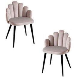 Presentes Miguel Pack 2 Cadeiras Hand Veludo Pernas Pretas - Cinza