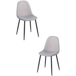Presentes Miguel Pack 2 Cadeiras Balck Teok Tecido - Cinza claro
