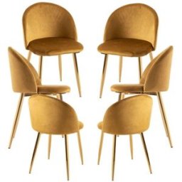 Presentes Miguel Pack 6 Cadeiras Vint Veludo Golden - Amarelo