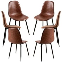 Presentes Miguel Pack 6 Cadeiras Black Teok Couro Sintético - Café Antigo