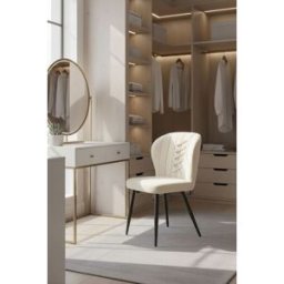 Presentes Miguel Cadeira Zarena Black Veludo - Beige