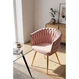 Presentes Miguel Cadeira Widny Golden Veludo - Rosa
