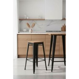 Presentes Miguel Banco Torix Alto Madeira Natural 76 cm - Preto