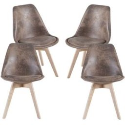 Presentes Miguel Pack 4 Cadeiras Synk Vintage - Castanho Claro