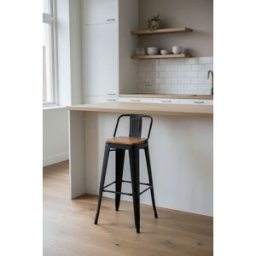 Presentes Miguel Banco Torix Encosto Madeira Natural 95 cm - Preto mate