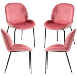 Presentes Miguel Pack 4 Cadeiras Bille Black Veludo - Rosa