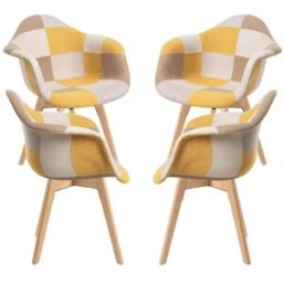 Presentes Miguel Pack 4 Cadeiras Belu Patchwork - Amarelo