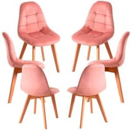 Presentes Miguel Pack 6 Cadeiras Kelen Veludo - Rosa