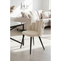 Presentes Miguel Cadeira Hand Veludo Pernas Pretas - Beige