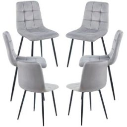 Presentes Miguel Pack 6 Cadeiras Stuhl Veludo - Cinza claro