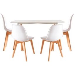Presentes Miguel Conjunto Mesa Tower Retangular 120 x 80 cm Branca e Pack 4 Cadeiras Kelen - Branco