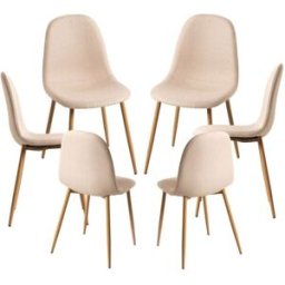 Presentes Miguel Pack 6 Cadeiras Teok Tecido - Beige