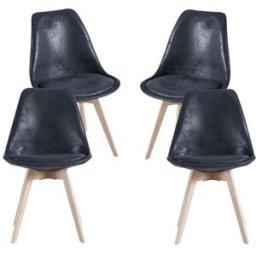 Presentes Miguel Pack 4 Cadeiras Synk Vintage - Preto