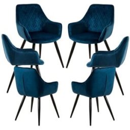 Presentes Miguel Pack 6 Cadeiras Kres Veludo - Azul