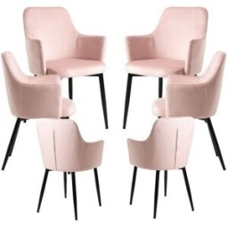 Presentes Miguel Pack 6 Cadeiras Puan Veludo - Rosa