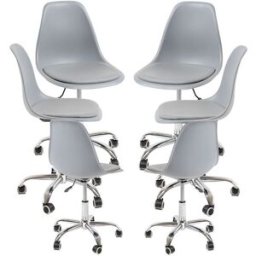 Presentes Miguel Pack 6 Cadeiras Dami Office - Cinza claro