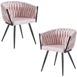 Presentes Miguel Pack 2 Cadeiras Widny Black Veludo - Rosa