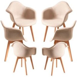 Presentes Miguel Pack 6 Cadeiras Belu Tecido - Beige