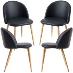 Presentes Miguel Pack 4 Cadeiras Vint Couro Sintético - Preto