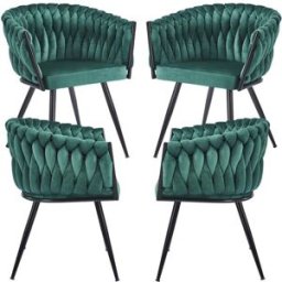 Presentes Miguel Pack 4 Cadeiras Widny Black Veludo - Verde