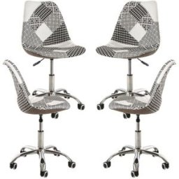 Presentes Miguel Pack 4 Cadeiras Neo Patchwork - Patchwork branco e preto