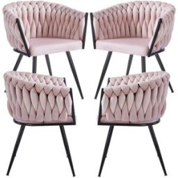 Presentes Miguel Pack 4 Cadeiras Widny Black Veludo - Rosa