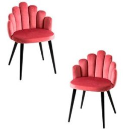 Presentes Miguel Pack 2 Cadeiras Hand Veludo Pernas Pretas - Rosa