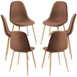 Presentes Miguel Pack 6 Cadeiras Teok Tecido - Marrom